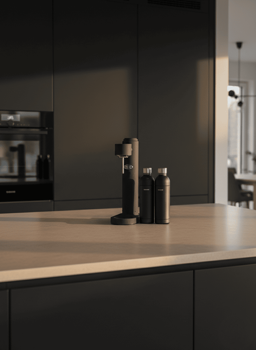 Edelstahl Wassersprudler Set mit langlebigen Edelstahlflaschen ohne Plastik