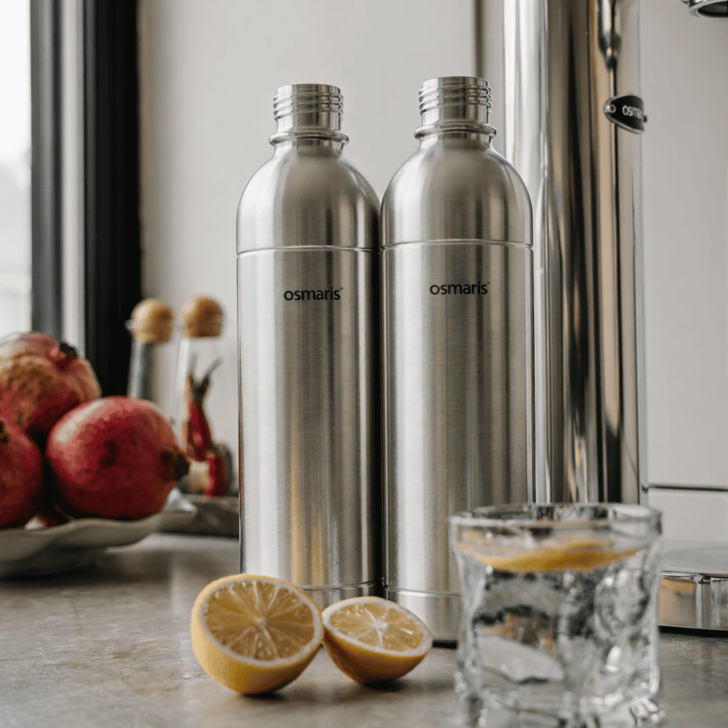 Wiederverwendbare Edelstahlflasche für Wassersprudler ohne Plastik