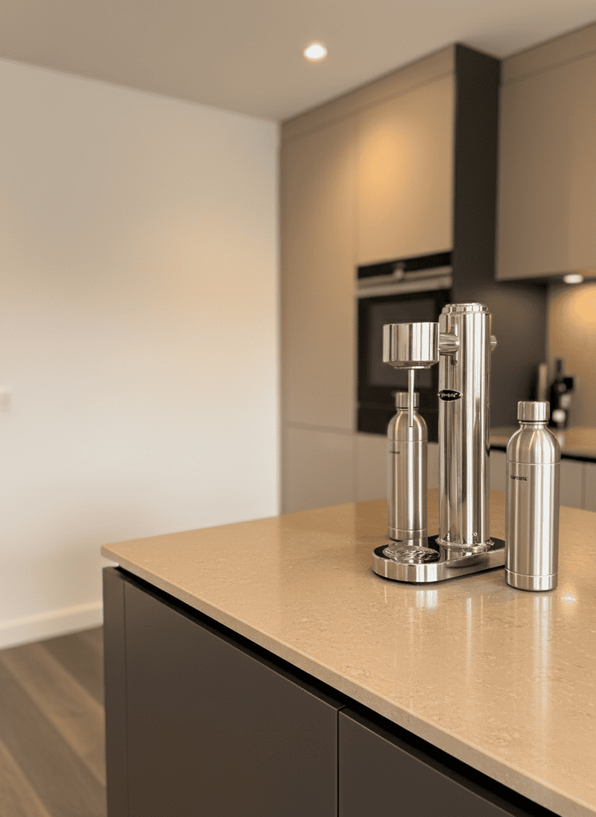 Edelstahl Wassersprudler in silbernem Design für modernes Zuhause